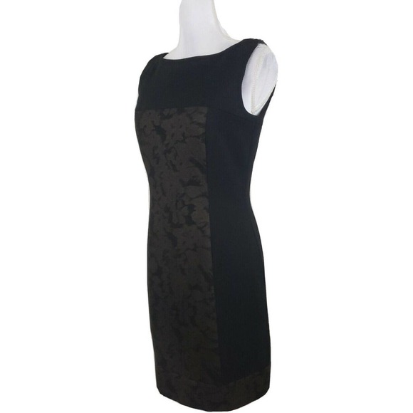 TAHARI ASL ~Woman Size 4Petite~Black/Gold Lined Sheath Formal Dress Fully Lined - Picture 9 of 12